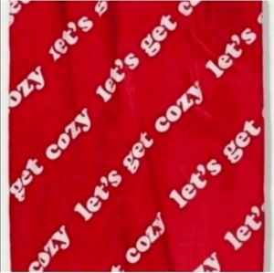 Victoria's secret PINK red let's get cozy sherpa blanket 50"x60